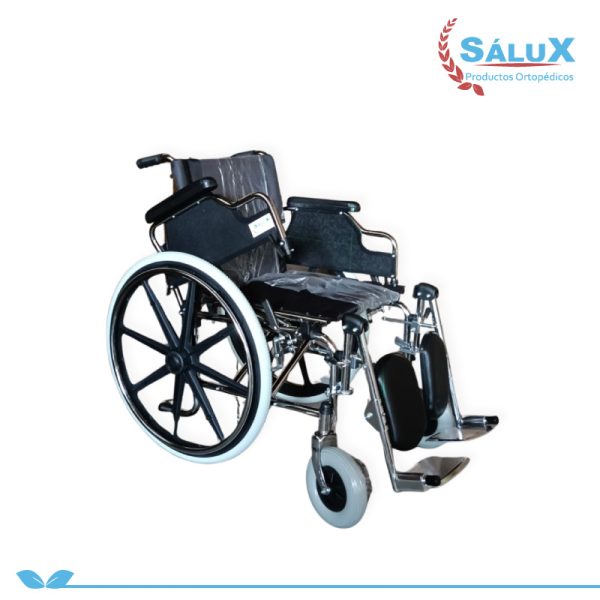 SILLA DE RUEDAS CROMADA TRAUMATOLOGICA  DOBLE CRUCETA