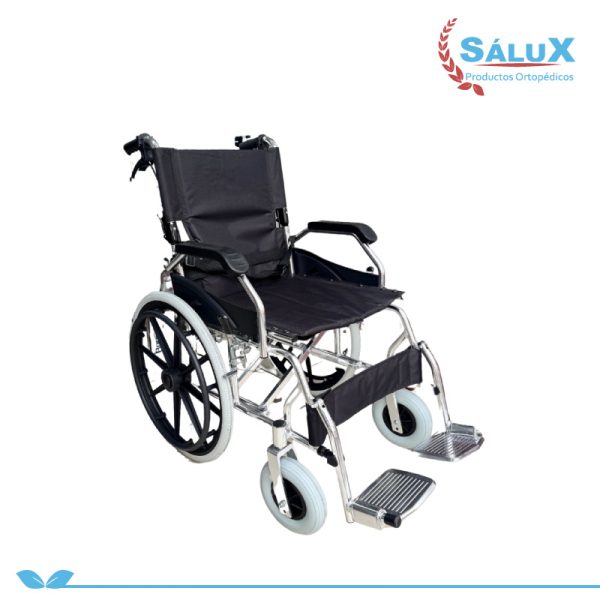 Silla de ruedas imp de aluminio maleta lona negra aro pvc