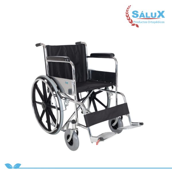 Silla de ruedas standar aro pvc lisa lona negra