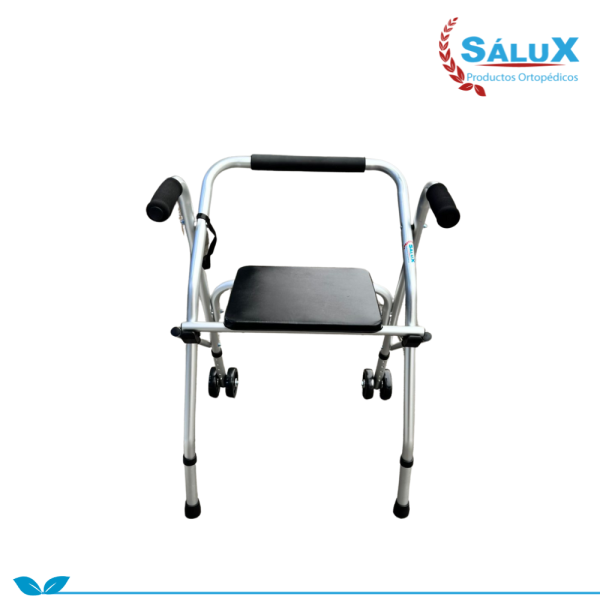 ANDADOR DE ALUMINIO ASIENTO RIGIDO PLATA