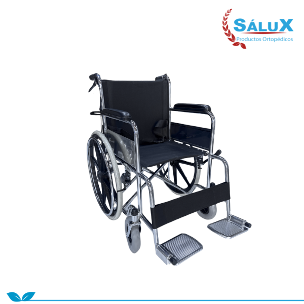 SILLA DE RUEDA ARO PVC COCADA LONA NEGRA DOBLE FRENO