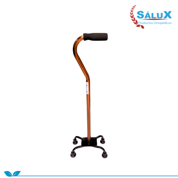 BASTON DE 4 PATAS CORTAS MANGO CISNE - MARRON