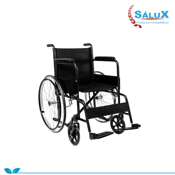 SILLA DE RUEDAS ESTÁNDAR DE ACERO PINTADO DE NEGRO
