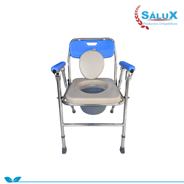 SILLA SANITARIO CON RESPALDAR COLOR AZUL