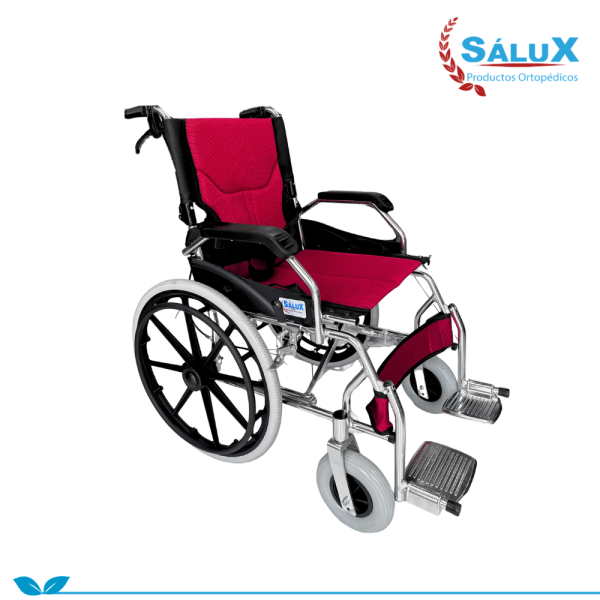 SILLA DE RUEDAS ESTANDAR DE ALUMINIO ARO PVC 20" TIPO MALETA