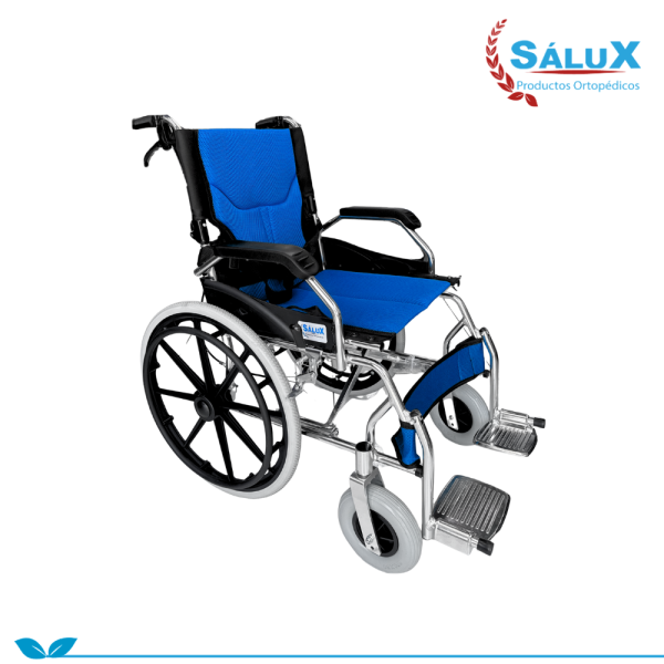 SILLA DE RUEDAS ESTANDAR DE ALUMINIO ARO PVC 20" TIPO MALETA