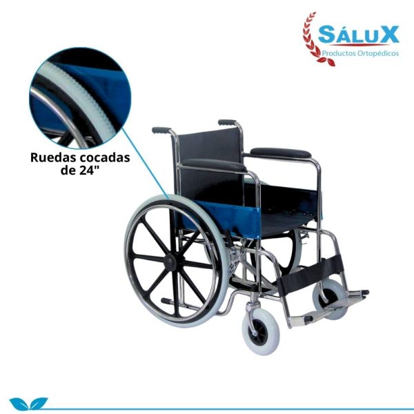 SILLA DE RUEDA STANDAR ARO PVC PU LONA NEGRA