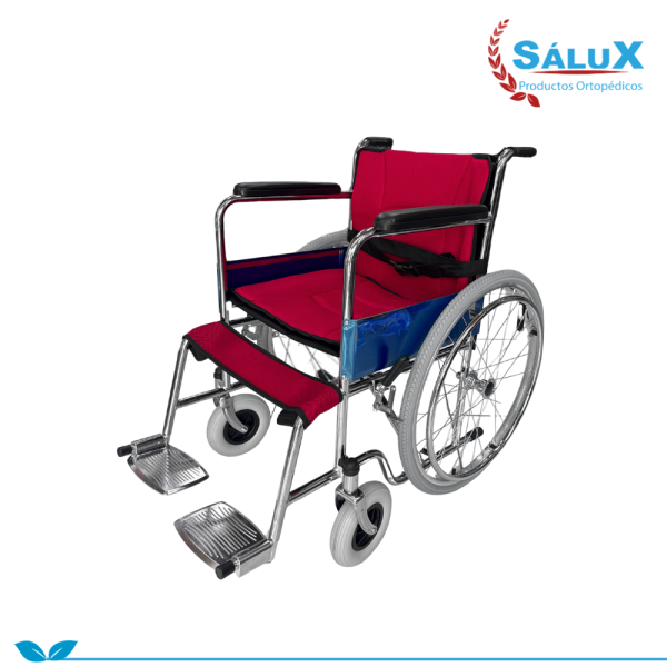 SILLA DE RUEDAS ESTANDAR ARO RAYO COCADA - NEUMATICA CON FUNDA DE COLOR ROJO