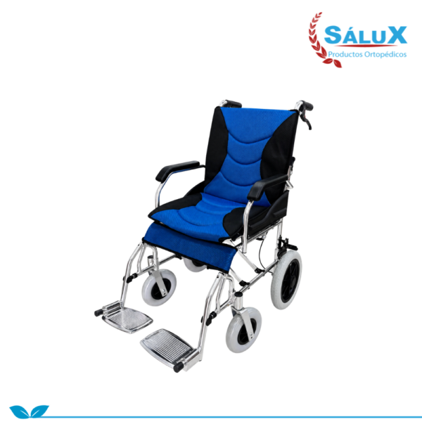 SILLA DE PASEO DE ALUMINIO CONFORT FORRO COLOR AZUL TIPO MALETA