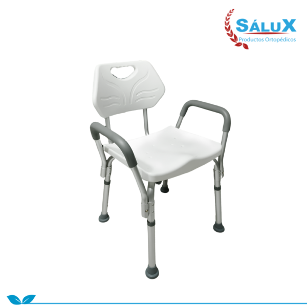SILLA DE DUCHA CON BRAZOS DESMONTABLES Y ESPALDAR FIJO